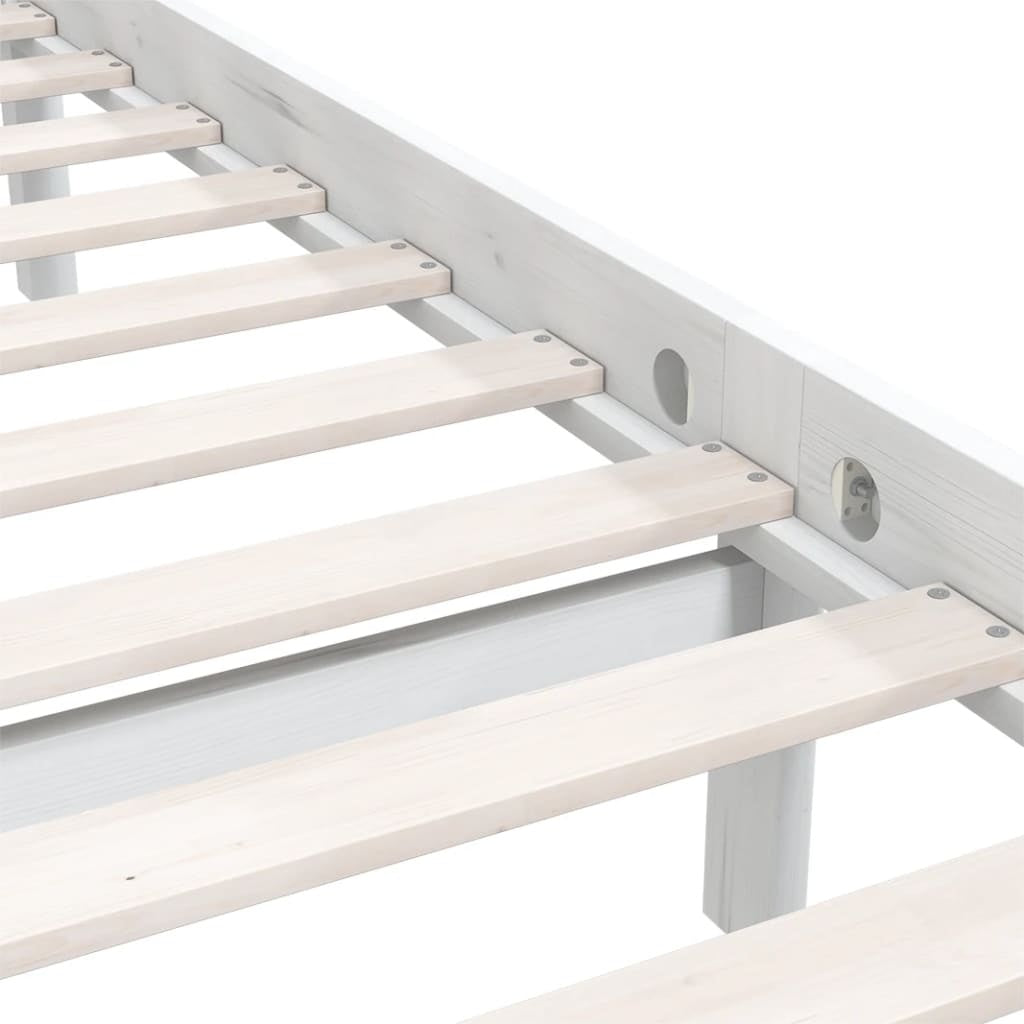vidaXL Bed Frame without Mattress White Solid Wood Single