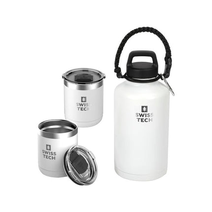 SWISS+TECH Stainless Steel Thermal Insulated Bottle and Tumblers 3 Piece Set