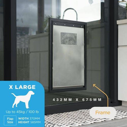 Hakuna Pets Extra Large Black Deluxe Aluminium Pet Door