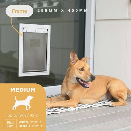 Hakuna Pets Medium White Deluxe Aluminium Pet Door