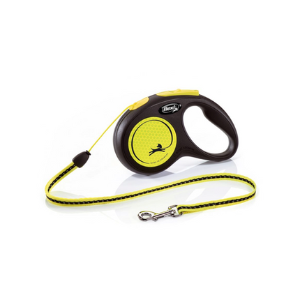 Flexi 5m Yellow Small Neon Retractable Reflect Small Dog Lead