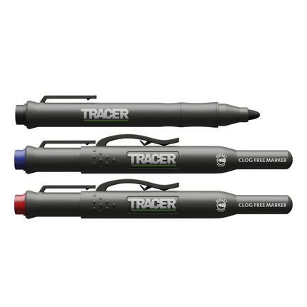 Tracer Clog Free Marker Kit - Black / Blue / Red 3 Pack