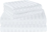 Dolphy Linen 50/50 Polycotton 10mm Satin Stripe White Commercial Fitted Sheet