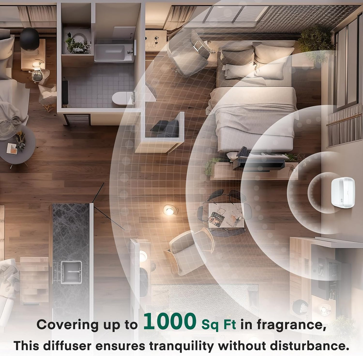 Dolphy Essential Oil Diffuser Dispenser with Bluetooth Control – 400 mL Capacity, Low-Noise Automatic Scent Machine with Light Sensor for Large Commercial Spaces – White