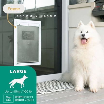 Hakuna Pets Large White Deluxe Aluminium Pet Door