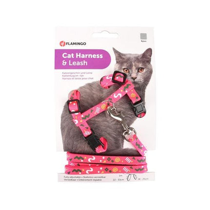 Flamingo 18-25cm Multiple Colours Party Cat Walking Harness With Leash