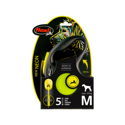 Flexi 5m Yellow Medium Neon Retractable Reflect Dog Lead