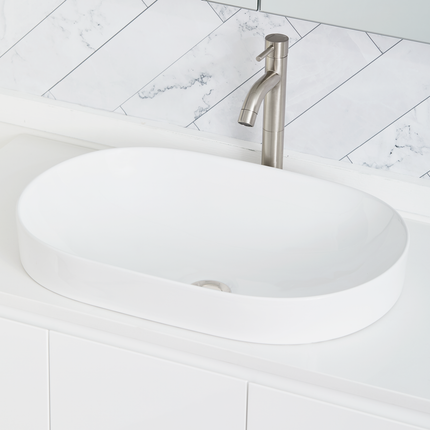 Cibo White Rise Oval Semi Inset Ceramic Basin