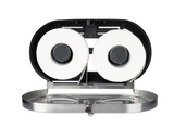 Dolphy Twin Jumbo Toilet Roll Dispenser Stainless Steel 304 Dual Roll Lockable Commercial Toilet Paper Holder for Washrooms, Hotels & Public Amenities
