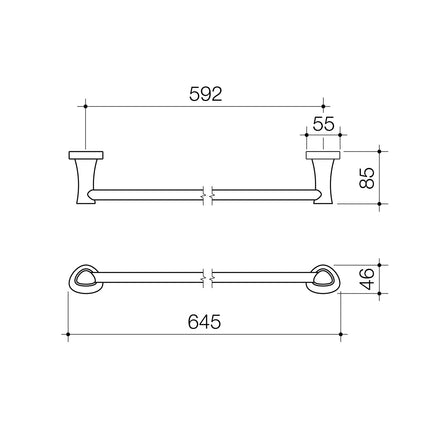 Caroma 600mm Polished Chrome Acacia Single Towel Rail