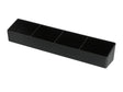 Black 4 compartment sachet holder in a single row