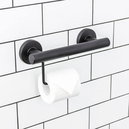 Evekare Black Toilet Roll Holder Grab Rail