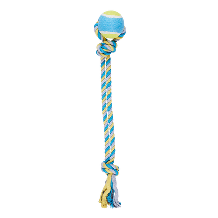 Happy Tails Blue And Yellow Ball Rope Toy