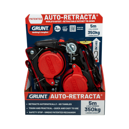 GRUNT Safety Auto Retracta Ratchet 25mm x 5m - Pack of 2