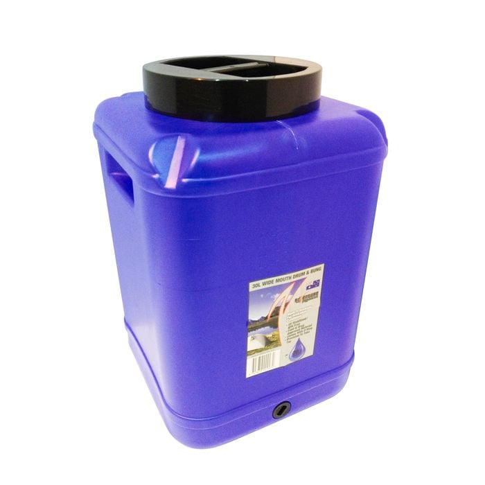 AdVenture Products 30L Blue Tint Wide Mouth Water Storage Drum With Bung