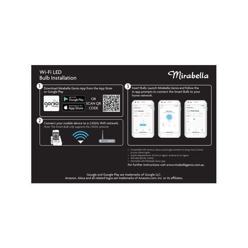 Mirabella Genio E27 800lm RGB 9W Smart Wi-Fi Globe - 2 Pack