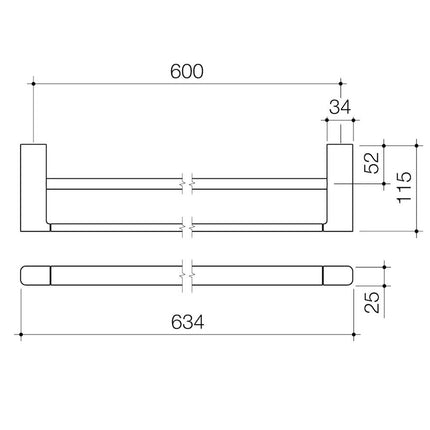 Caroma 630mm Luna Double Towel Rail