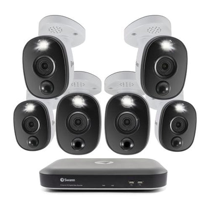 6 Camera 8 Channel 4K DVR CCTV With 2TB HDD And 6 x 4K Heat And Motion Sensing Warning Light Cameras