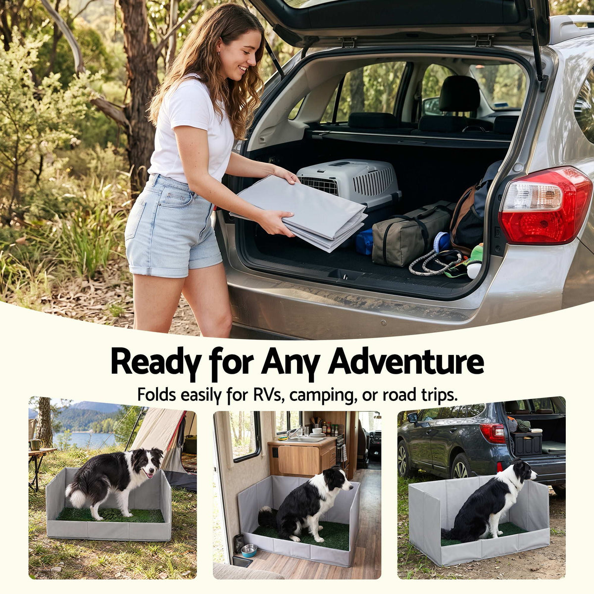 Prime Turf Foldable Dog Grass Potty Pad High Wall Tray for Apartment Balcony RV travel L.
