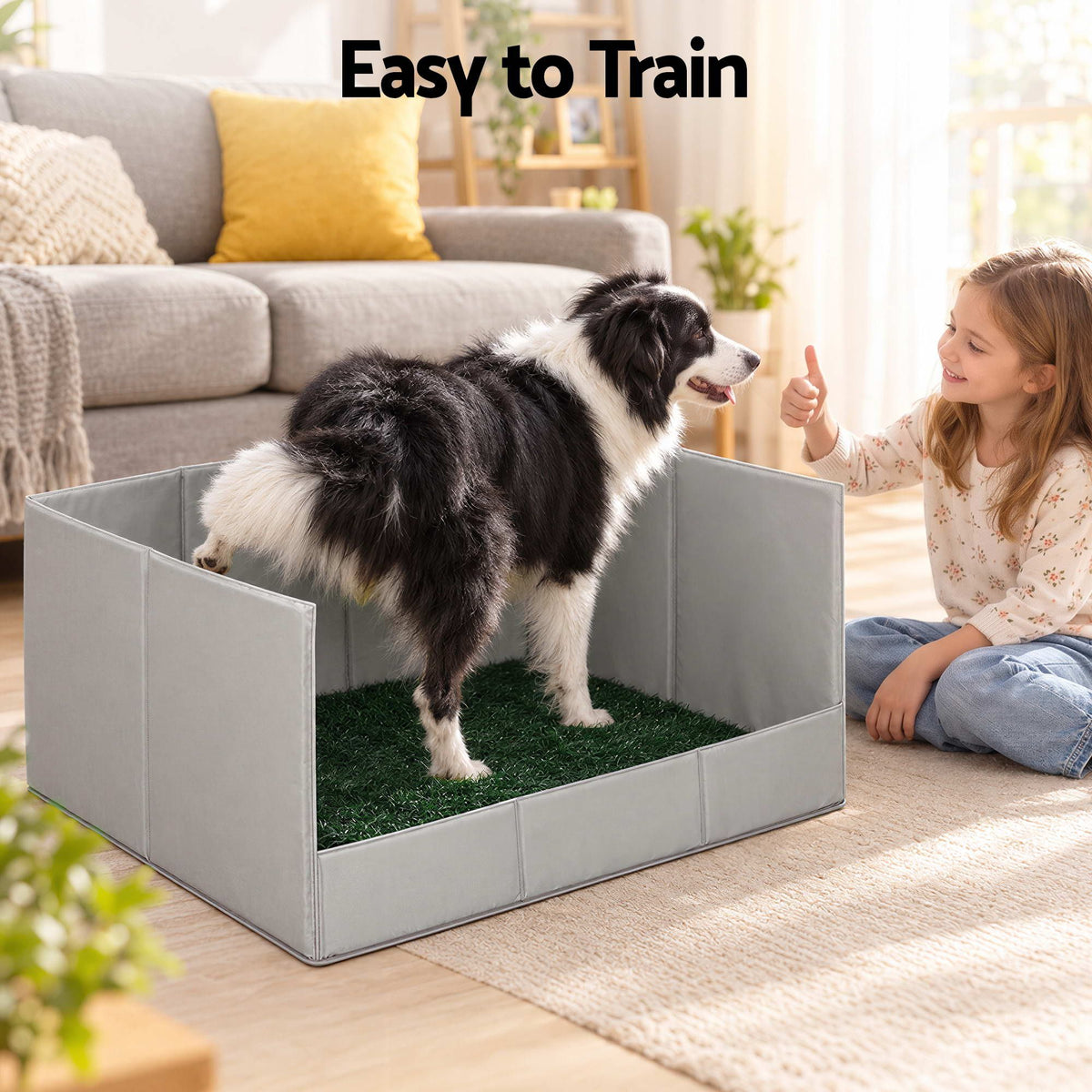 Prime Turf Foldable Dog Grass Potty Pad High Wall Tray for Apartment Balcony RV travel L.