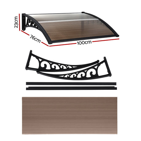 Instahut brown window door awning, 0.8mx1m.