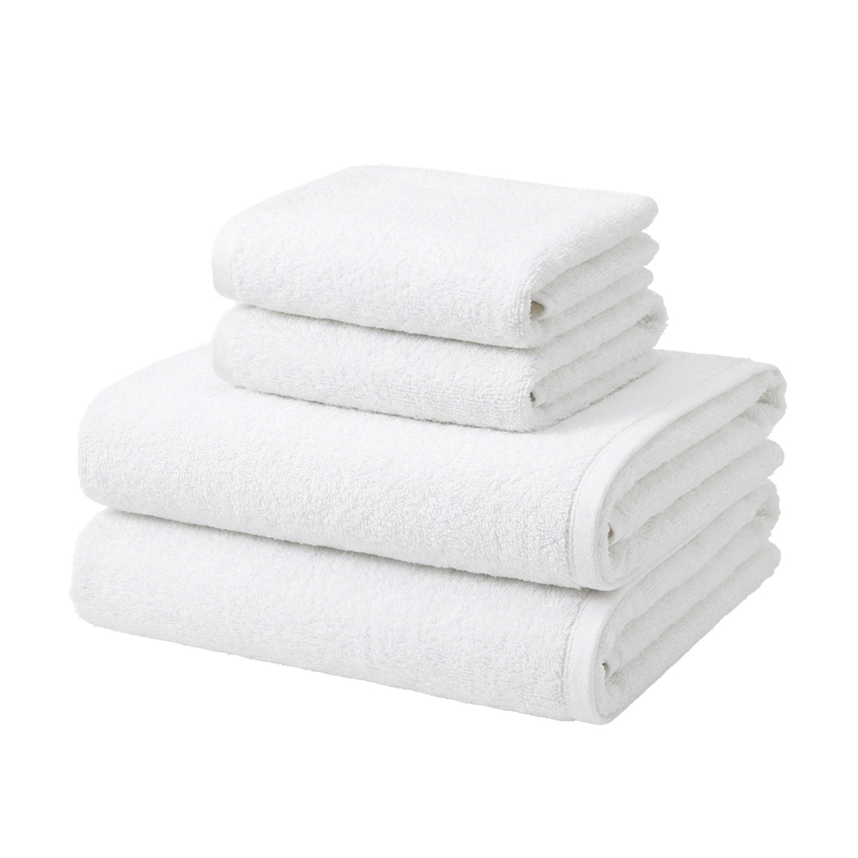 Linencart Elite Hand Towel & Face Washer Set — 4 Piece — 500 GSM Cotton (White)