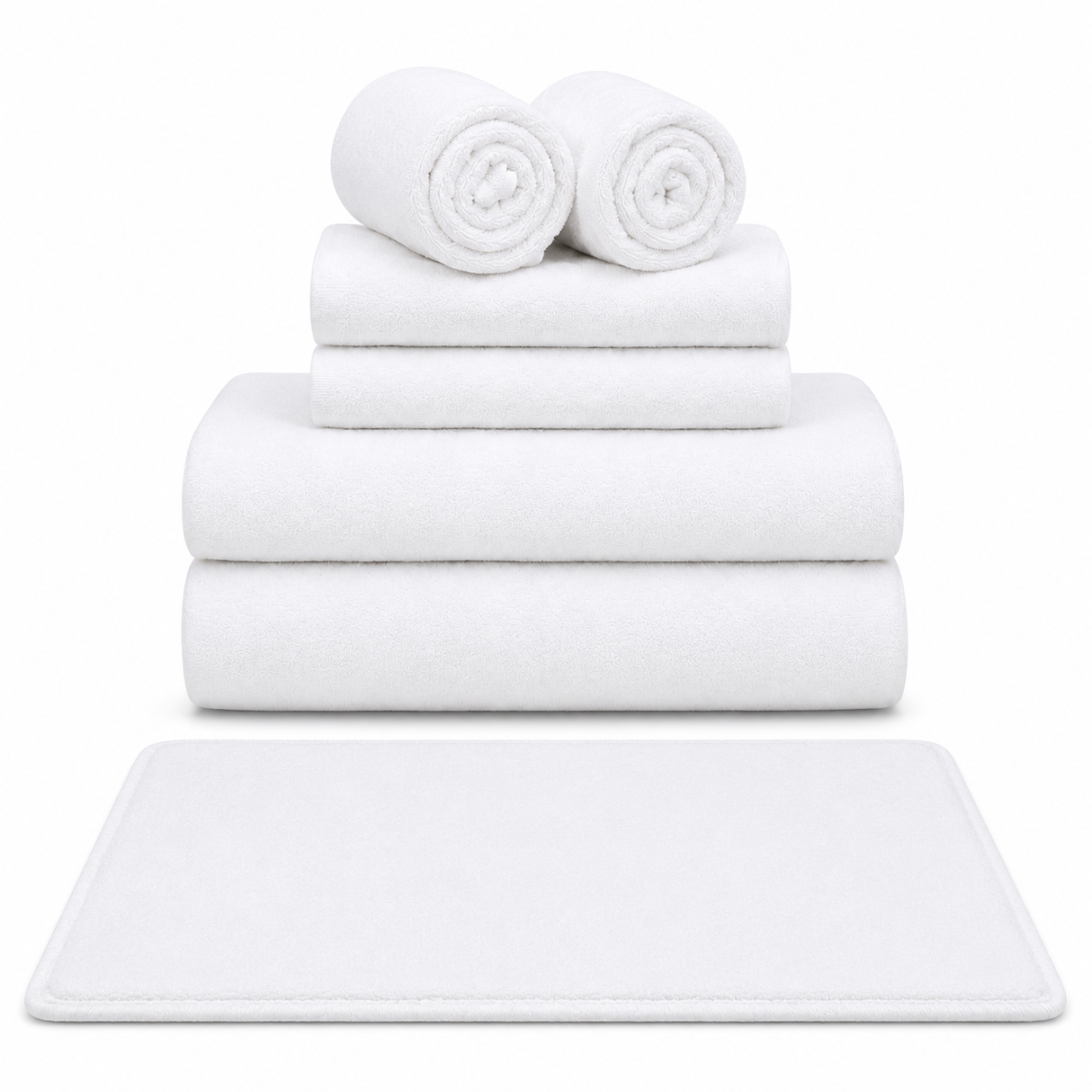 Linencart Elite Bath Towel Set — 7 Piece — 500 GSM 100% Cotton (White)