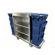 Dolphy Housekeeping Trolley Cart with Waste Bin – Commercial Cleaning Cart with Shelves, Smooth Wheels & Durable Steel Frame for Hotels & Offices - Dolphy Housekeeping Cart