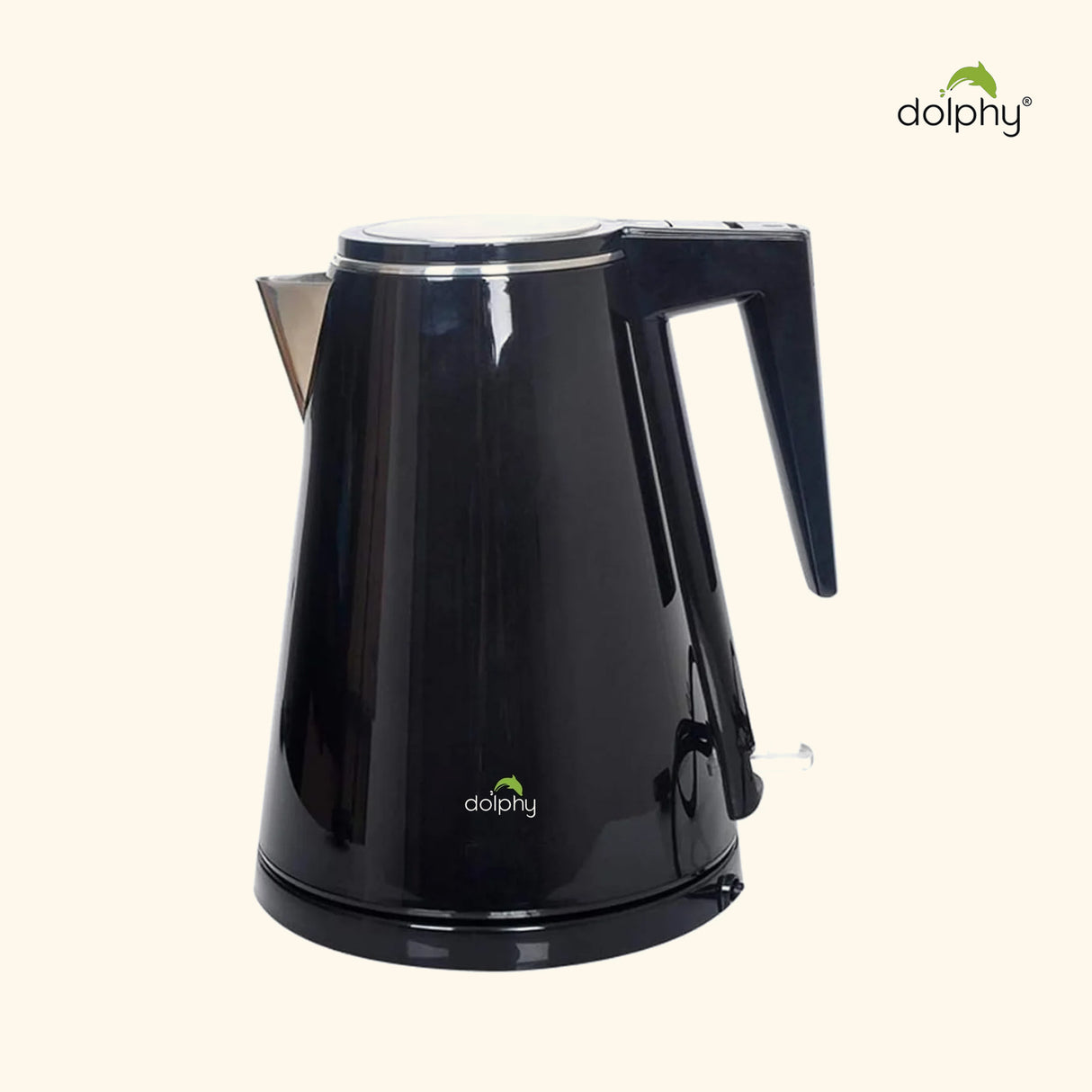 Dolphy 1.2L Double Layer Electric Kettle – Black Stainless Steel, Auto Shut-Off, Cool-Touch Body, Fast Boil, Cordless Design for Home, Office & Hotel Use