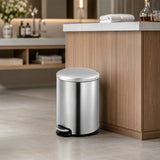Dolphy 3L Stainless Steel Round Pedal Bin – Compact Foot Pedal Trash Can for Bathroom, Office, Hotel & Washroom – Silver Finish