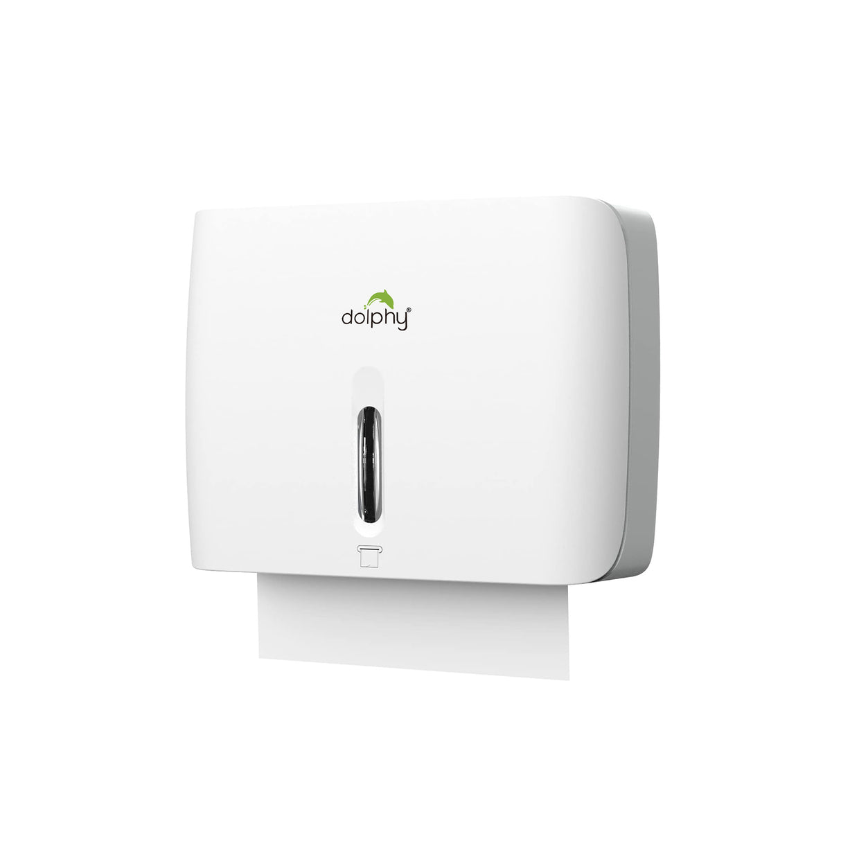 Dolphy Horizontal Slim ABS Paper Towel Dispenser – White, Lockable Wall Mount for Multi-Format Towels