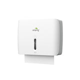 Dolphy Horizontal Slim ABS Paper Towel Dispenser – White, Lockable Wall Mount for Multi-Format Towels