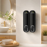 Dolphy Wall Mounted Soap Dispenser 300ml – Pack of 2, Durable ABS, Multi-Compatible Manual Dispenser – Black for Liquid Soap, Lotion & Shampoo