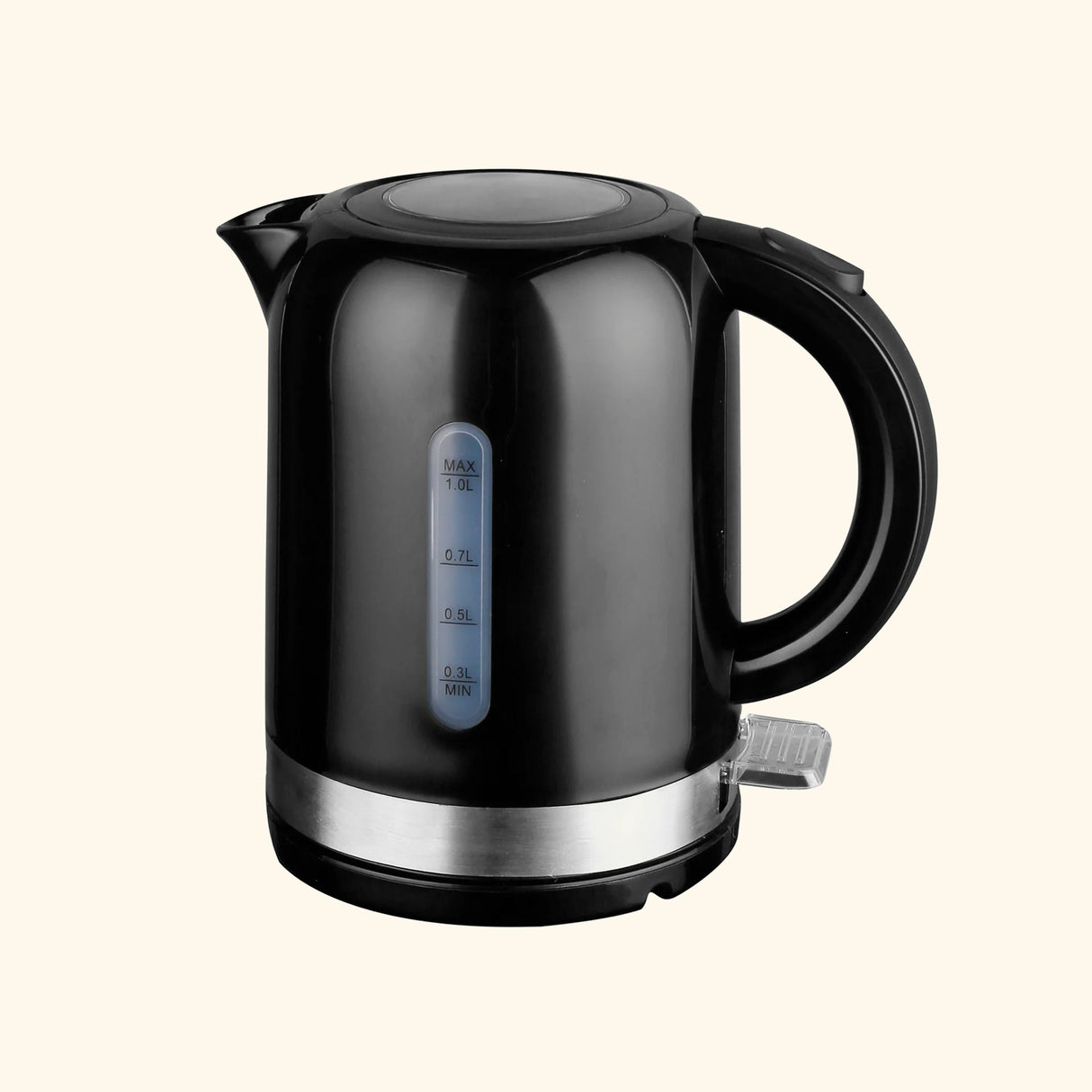 Dolphy 1L Electric Kettle – Black Compact Hot Water Kettle with 360 Swivel Base, Concealed Heating & Auto Shut-Off, Ideal for Hotel & Home Use