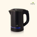 Dolphy 800ml Electric Kettle – Matte Black, Double Body, Rapid Boil, Auto Shut-Off, Compact Stainless Steel Hot Water Boiler for Tea & Coffee
