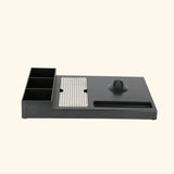 Dolphy Black ABS Kettle Tray – Water-Resistant Hospitality Tray with Kettle Base Slot & Sachet Compartments for Hotel Rooms & Kitchen Use