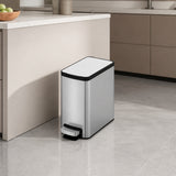 Dolphy 5L Stainless Steel Indoor Bin with Foot Pedal – Compact Soft-Close Waste Bin for Bathroom, Kitchen, Office & Hotel – Silver
