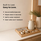Dolphy Beech Wood Kettle Tray – Natural Wooden Hospitality Tray for Hotels & Home Use, Stylish Beverage Organiser with Sleek Brown Finish