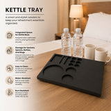 Dolphy Black Melamine Kettle Tray – Elegant Wooden Hospitality Beverage Tray for Hotels, Offices & Home Use with Contemporary Matte Finish