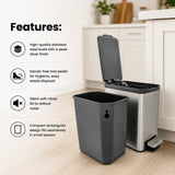 Dolphy 5L Stainless Steel Indoor Bin with Foot Pedal – Compact Soft-Close Waste Bin for Bathroom, Kitchen, Office & Hotel – Silver