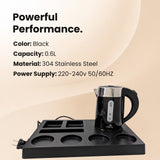 Dolphy 600ml Electric Kettle – Compact Black Stainless Steel, Fast Boil, Auto Shut-Off, 360 Swivel Base for Tea & Coffee