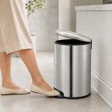 Dolphy 3L Stainless Steel Round Pedal Bin – Compact Foot Pedal Trash Can for Bathroom, Office, Hotel & Washroom – Silver Finish