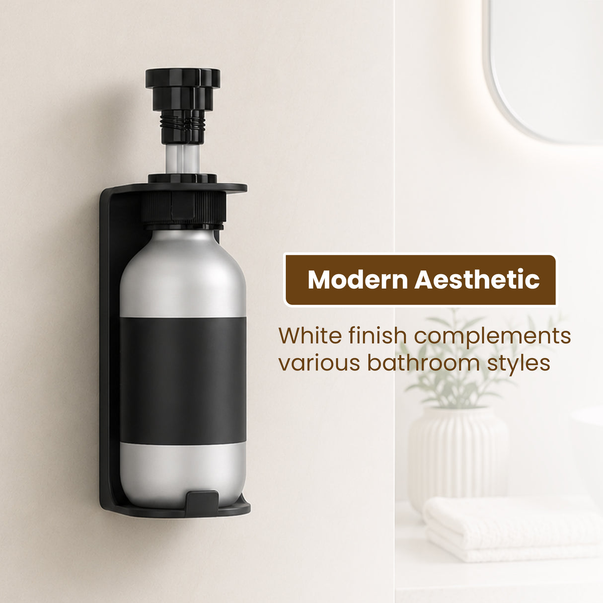 Dolphy 500ml Manual Soap Dispenser (Pack of 2) – White ABS & Steel Wall Mount, Refillable Liquid Dispensers for Bathroom, Kitchen & Commercial Use