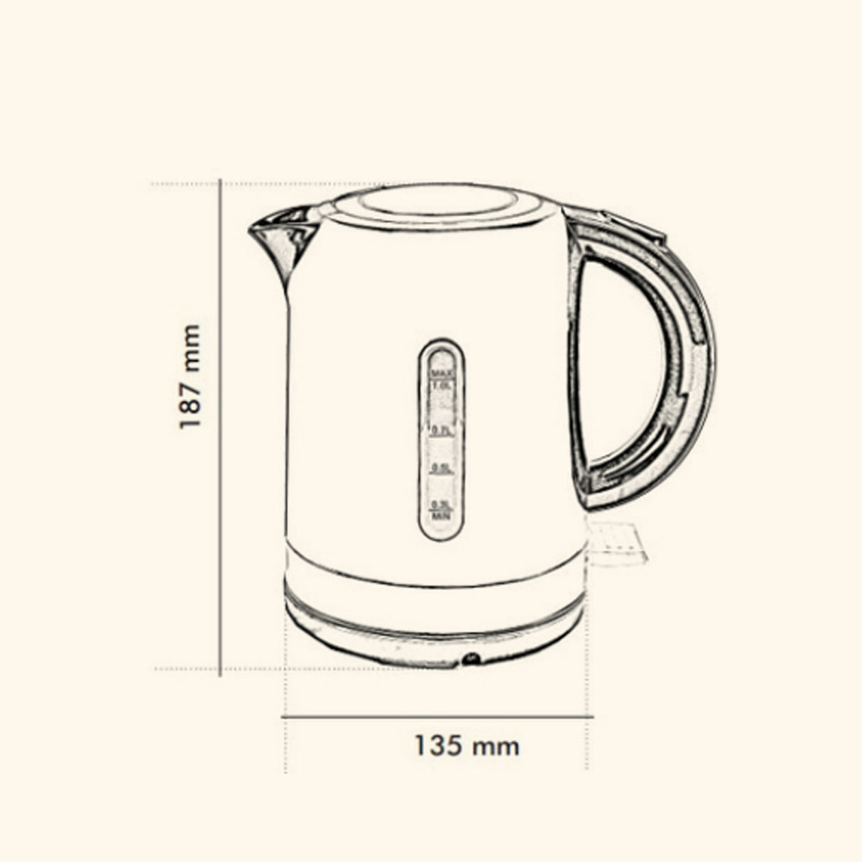 Dolphy 1L Electric Kettle – Black Compact Hot Water Kettle with 360 Swivel Base, Concealed Heating & Auto Shut-Off, Ideal for Hotel & Home Use