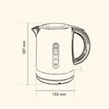 Dolphy 1L Electric Kettle – Black Compact Hot Water Kettle with 360 Swivel Base, Concealed Heating & Auto Shut-Off, Ideal for Hotel & Home Use