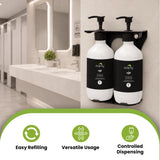 Dolphy 500ml Manual Soap Dispenser (Pack of 2) – White ABS & Steel Wall Mount, Refillable Liquid Dispensers for Bathroom, Kitchen & Commercial Use