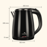 Dolphy 1.2L Electric Kettle – Quick Boil Cordless Kettle in Black, 1500–1800W, Stainless Steel & ABS for Kitchen, Hotel & Office Use