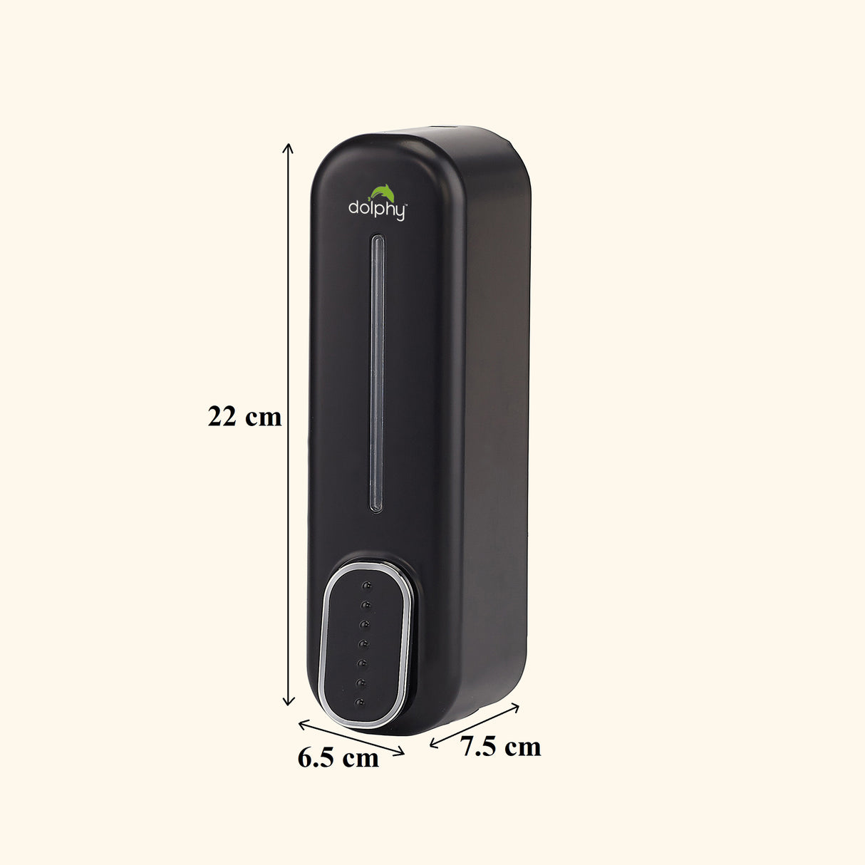 Dolphy 300ml Wall Mount Soap Dispenser – Black ABS Plastic, Manual Push, Refillable for Liquid Soap, Sanitiser, Lotion