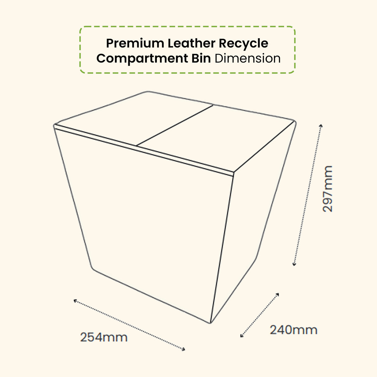 Dolphy 14L Premium Grey Leather & Wood Dual Compartment Recycle Bin – Stylish Waste Separation for Home, Office & Hotels