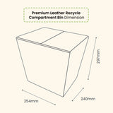 Dolphy 14L Premium Grey Leather & Wood Dual Compartment Recycle Bin – Stylish Waste Separation for Home, Office & Hotels